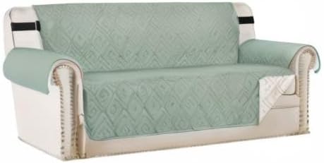 H.VERSAILTEX Reversible Sofa Slipcover Furniture Protector Water Resistant 2 Inch Wide Elastic Strap Sofa Cover Couch Cover Pets Kids Fit Sitting Width Up to 66" (Sofa: 75" x 110", Desert Sage/Beige)