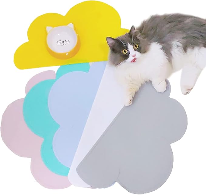 Love Dream Silicone Pet Feeding Food Mat with Raised Edge, Anti-Slip Waterproof Pet Bowl Mat Placemat for Dog and Cat (Purple)