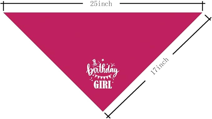 Birthday Girl Dog Bandana, Deep Pink Dog Bandana, Funny Cute Dog Bandana, Pet Dog Triangle Scarf, Pet Dog Scarf Accessories, Girl Dog Bandana, Dog Bandana for Small Medium Large Dogs (E53)