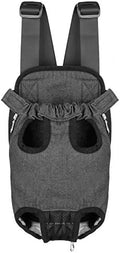 Pet Dog Puppy Cat Carrier Five Holes Backpack Double Shoulder Straps Denim Front Chest Backpack Bag, M, Black