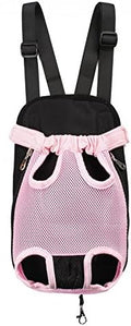 Pet Dog Puppy Cat Carrier Five Holes Backpack Double Shoulder Straps Mesh Front Chest Backpack Bag, M, Pink