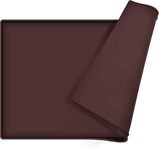 Dog Food Mat,Silicone Waterproof Food Tray,Non Slip Pet Bowl Mats Placemat,1" Raised Edge,Suitable for Most Small and Medium Sized Pets,32" x 24"