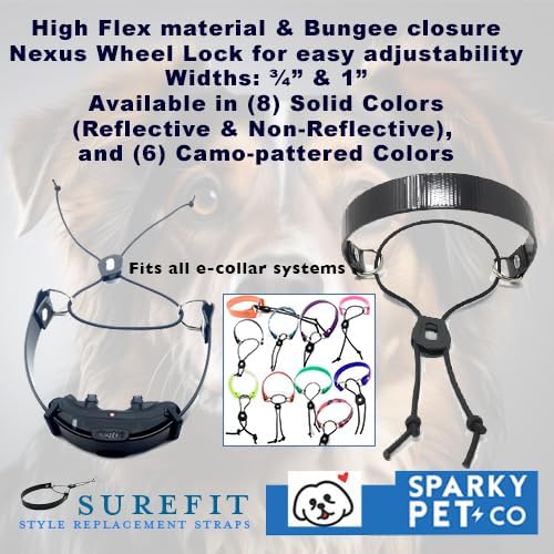 Sparky Pet Co - Surefit ECollar Strap - Bungee Dog Collar - Waterproof - Adjustable - Secure Nexus Wheel Lock - for Electronic Training & Invisible Fence Systems - 3/4" (Orange Camo)