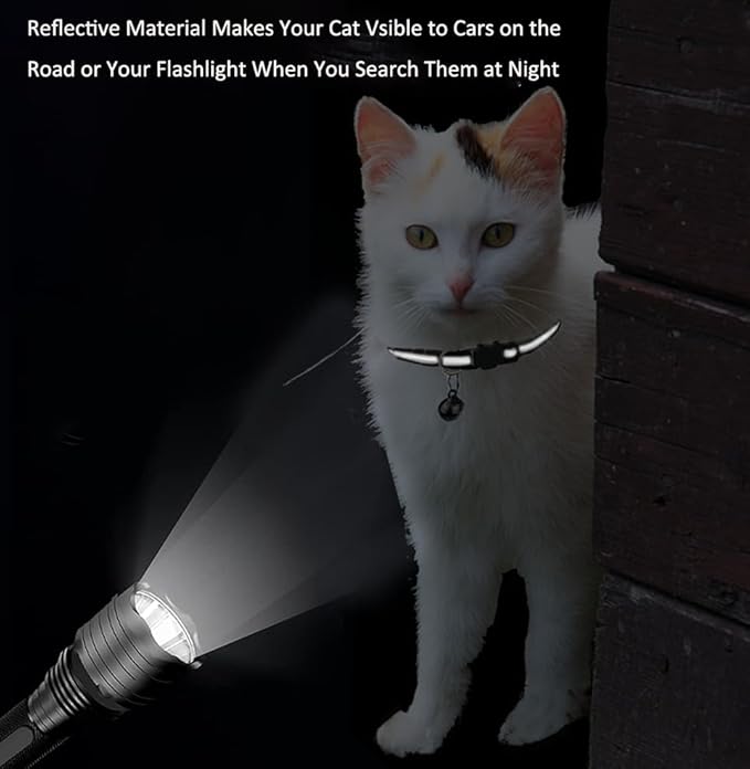 2 Pack Cat Collars Quick Release Reflective Kitten Collar with Bell & Safety Release (Yellow)