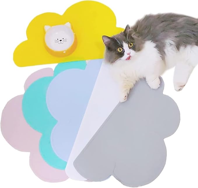 Love Dream Silicone Pet Feeding Food Mat with Raised Edge, Anti-Slip Waterproof Pet Bowl Mat Placemat for Dog and Cat (Green)