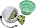 3 in 1 Collapsible Dog Bowl, Treat Container, Poop Bag Holder with 1 Roll Poop Bags – Practical Silicone Dog Bowl – Durable Pet Bowls for Travel Essentials, Daily Walks (Green)