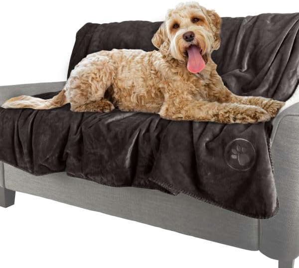 PETMAKER Dog Blanket - 60x70in Reversible Sherpa Blanket - Throw Blankets for Bed, Couch, or Car - Machine Washable Puppy Essentials (Charcoal)