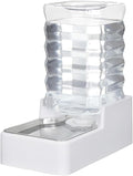 Automatic Dog and Cat Dispenser: 8L White Gravity Feeder with Stainless Steel Bowl - BPA-Free - No Spill Design for Cats and Dogs - Indoor and Outdoor Hydration