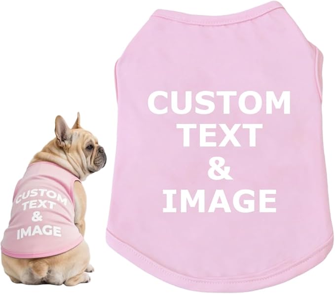Custom Dog Shirt,Personalized Pet Apparel with Name Text Photo Image,Lightweight Breathable Puppy Kitten Cotton Vest for Small Medium Large Dogs Cats,Puppy Gift (Pink, X-Small)