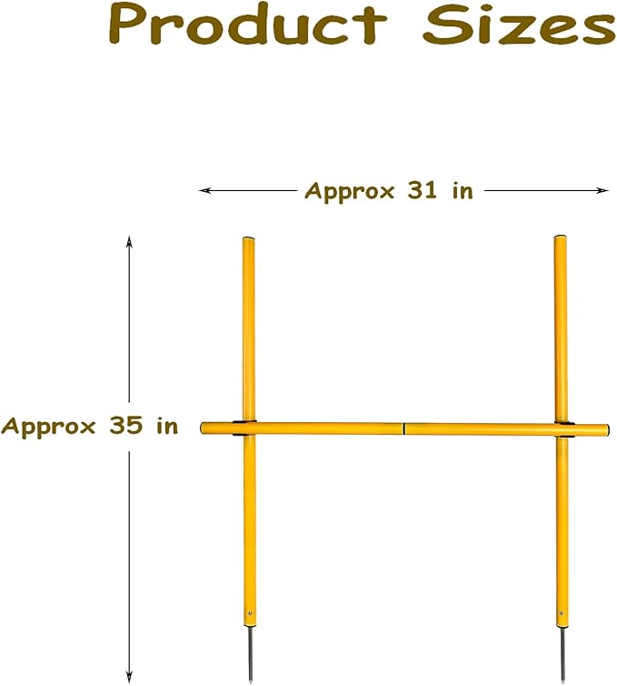 TNZMART 2.6 FT Dog Agility Obstacle Course Backyard Set Wave Poles and Adjustble Hurdles Training Exercise Equipment for Dogs (Pack of 6 Yellow)