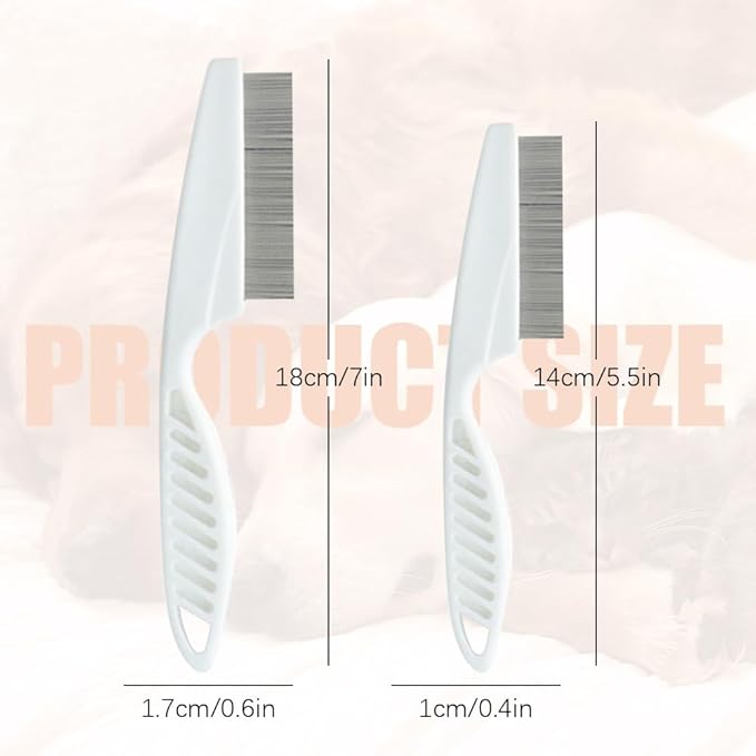 2 Pack Multifunctional Pet Comb, Upgrade Pet Grooming Brush Magic Tear Stain Removal Fine Tooth Stainless Massage Comb Kit for Puppies and Dogs (White)
