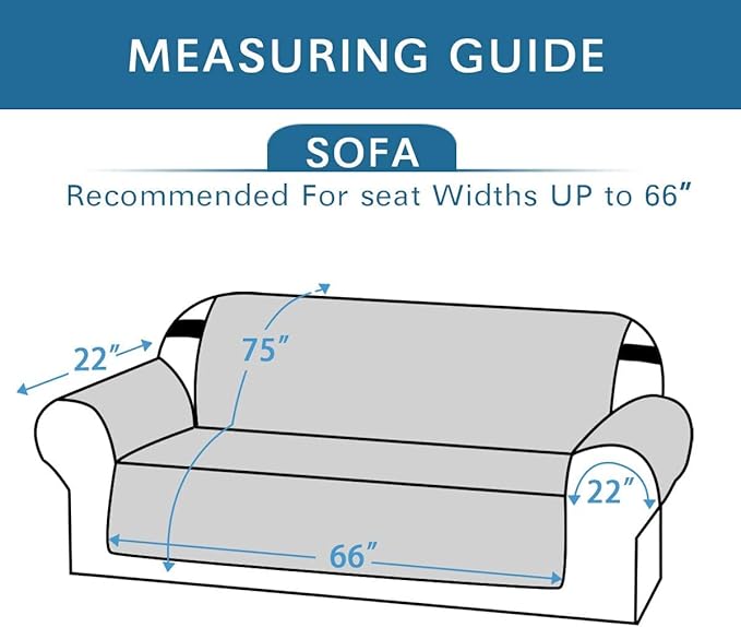 H.VERSAILTEX Reversible Sofa Slipcover Furniture Protector Water Resistant 2" Elastic Straps Sofa Cover Couch Covers Pets Kids Fit Sitting Width Up to 66" (Sofa: 75" x 110", Light Grey/Beige)