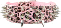 Serijoars Spiked Studded Dog Collar, PU Leather Dog Collar, Adjustable Pet Collars for Medium or Large Breed Pet (M, Leopard5)