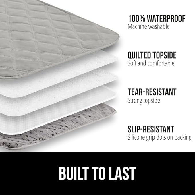 GORILLA GRIP Waterproof Couch Cover for Dogs, Gripped Slip Resistant Backing, Leak Proof Washable Dog Blanket Covers Sofa, Bed, Sectional, Crate, Car, RV Seats, Pet Puppy Essentials, 30x70 Light Gray