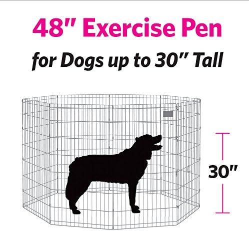 MidWest Homes for Pets Dog Exercise Pen & Playpen, 24" W x 48" H, with Door, Black