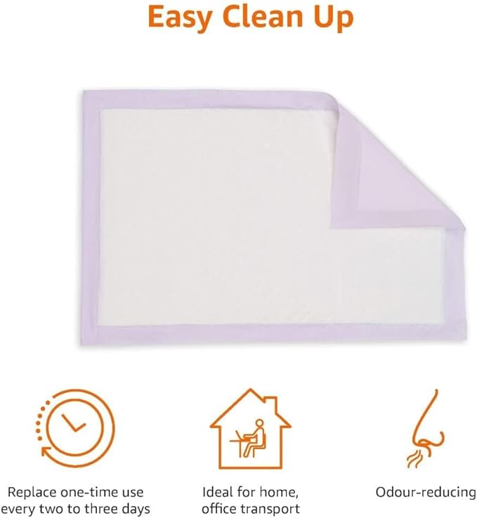 Amazon Basics Cat Litter Pee Pads, Super Absorbent, Odor Control with Lemon Scent, Disposable, Universal Fit for Litter Box, Multi Cat, Purple and White, 20 Count