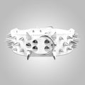 Serijoars Spiked Studded Dog Collar, PU Leather Dog Collar, Adjustable Pet Collars for Medium or Large Breed Pet (L, White5)