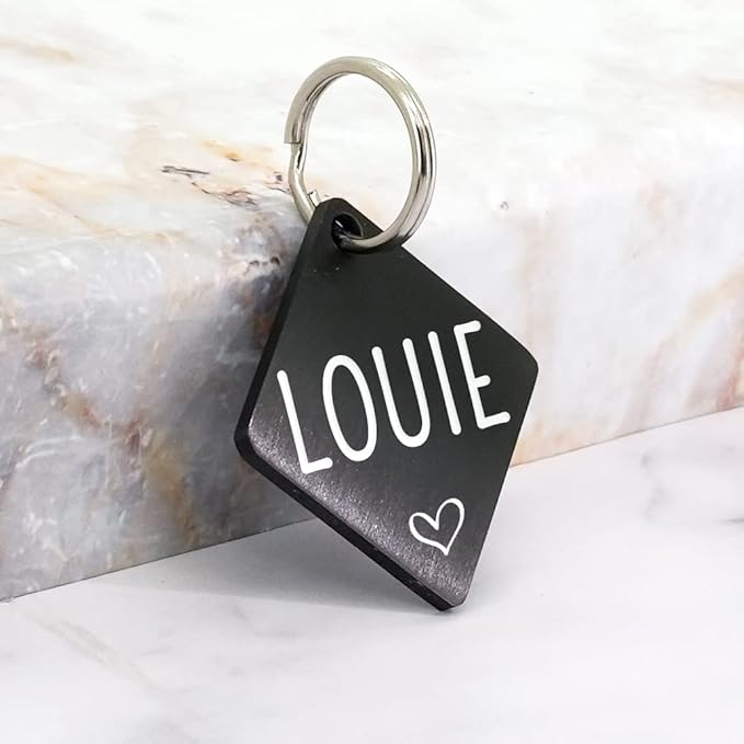 Ultra Joys Dog ID Tag, Custom Dog Tag Personalized Cat Tag, Pet ID Tag, Brushed Stainless Steel Diamond Dog Tag Black Small