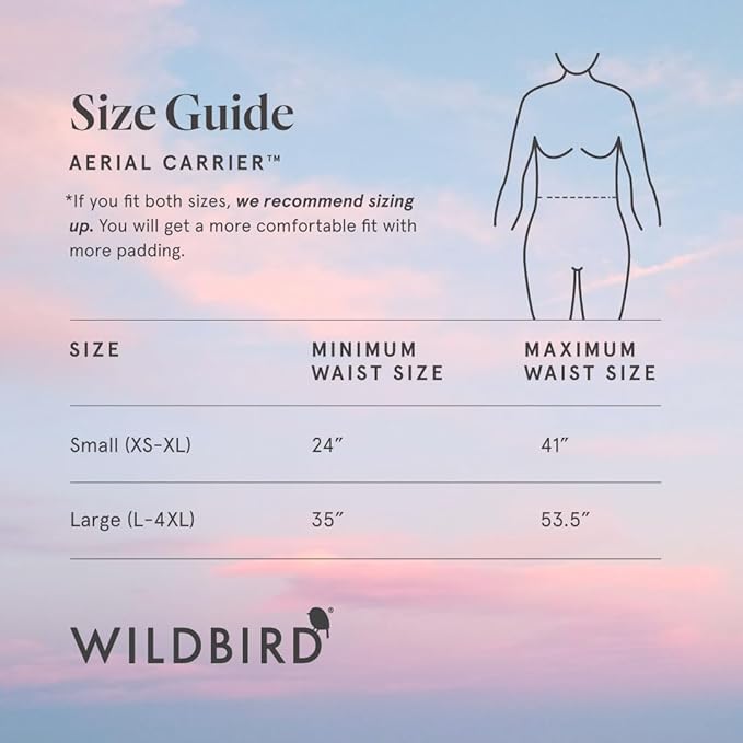 WildBird - Aerial Buckle Carrier - 2-24 Months - Large (L-4XL) Sparrow - Front or Back Carry - Cross Straps, Lumbar Support, Headrest - Hip Healthy - Baby Carrier - Baby Essentials - New Mom Gifts