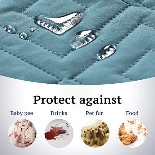 H.VERSAILTEX Reversible Loveseat Cover Furniture Protector Anti-Slip Water Resistant 2" Elastic Straps Couch Covers Pets Kids Fit Sitting Width Up to 46"(Love Seat: 75" x 90", Cameo Blue/Beige)