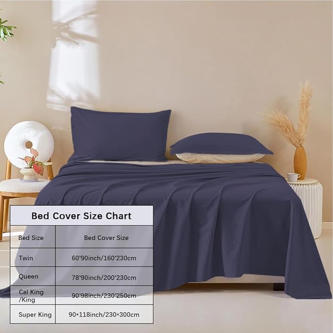 DUJUIKE Waterproof Bed Cover for Dog and Cats,Pet Hair Resistant Bed Sheet Cover, Protective Bed Liner Cover with 100% Waterproof Breathable Thin Fabric (Cal King/King 98 * 90 inch, Navy Blue)