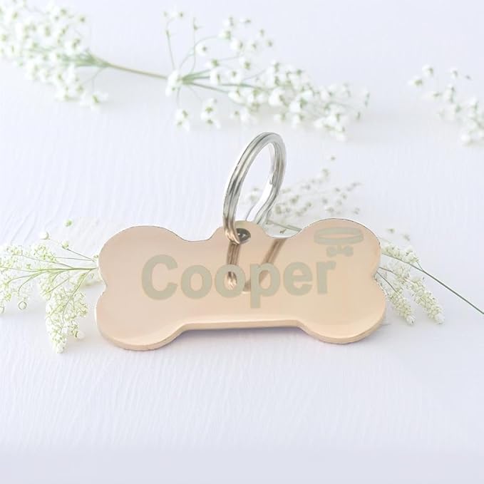 Stainless Steel Personalized Pet ID Tags, Art Design for Dog Tags, Cat Tags, Customized and Engraved on Both Sides of ID Tag, in Black, Silver, Blue, Gold, Rose Gold and Rainbow Color