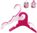 Pet Clothing Hanger, 10PCS Plastic Anti-Skid Dog Puppy Cat Clothes Clothing Rack for Small Animals (Pink, S