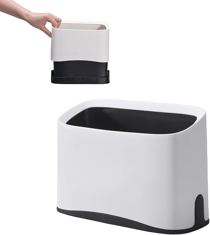 Cat Litter Scoop Holder Universal Scooper Storage Caddy for Most Kitty Poop Shovel, Durable Removable Pet Pooper Stand for Plastic/Metal Waste Scoops, Double-Layer Mini Desktop Trash Can - L White