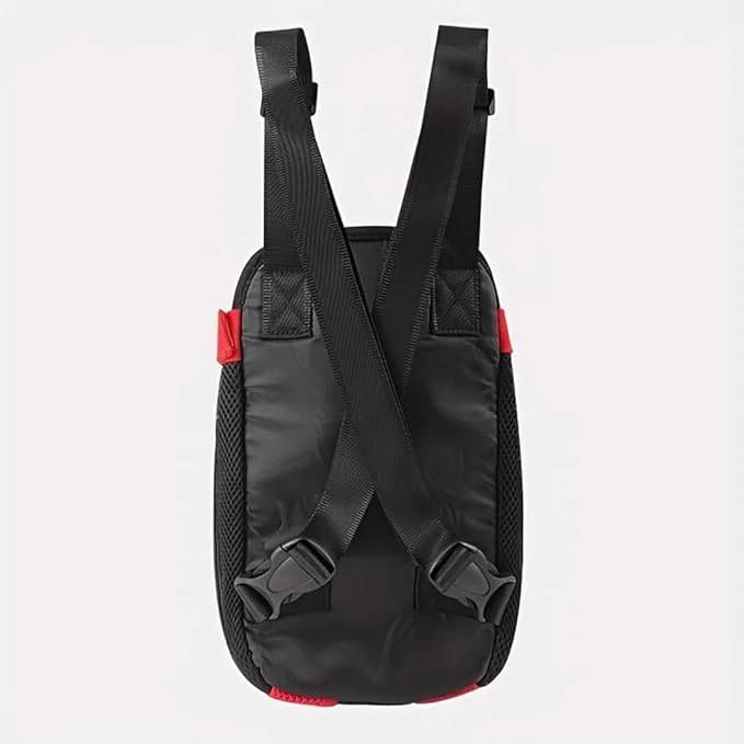 Pet Dog Carrier Backpack, Portable Breathable Mesh Chest Carrier, Polyester Woven Double Shoulder Pet Bag for Outdoor Adventures (Black, Medium)