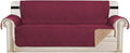 H.VERSAILTEX Reversible Sofa Slipcover Furniture Protector Water Resistant 2 Inch Wide Elastic Straps Sofa Cover Couch Covers Pets Kids Fit Sitting Width Up to 66" (Sofa: 75" x 110", Red/Tan)