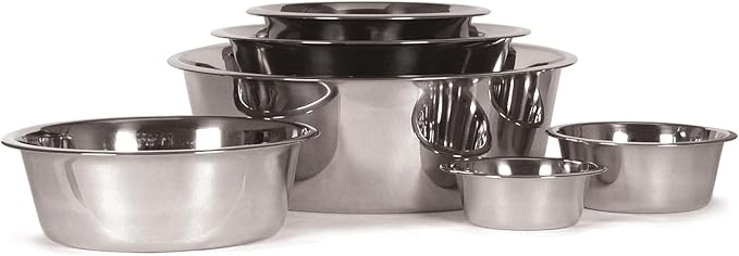 Jeffers Pet Standard Weight Stainless Steel Bowls for Dogs, Cats, Puppies, Kittens, Food & Water, Durable Feeding Dish, Travel, Camping, Indoor Outdoor Use, Dishwasher Safe - 3 Quart 12 Pack