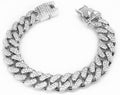Dog Collar Design Cuban Link Silver Secure Buckle Dog Chain Crystal Necklace Metal Jewelry Accessories for Small Medium Large Pet Male Dogs (22inch)