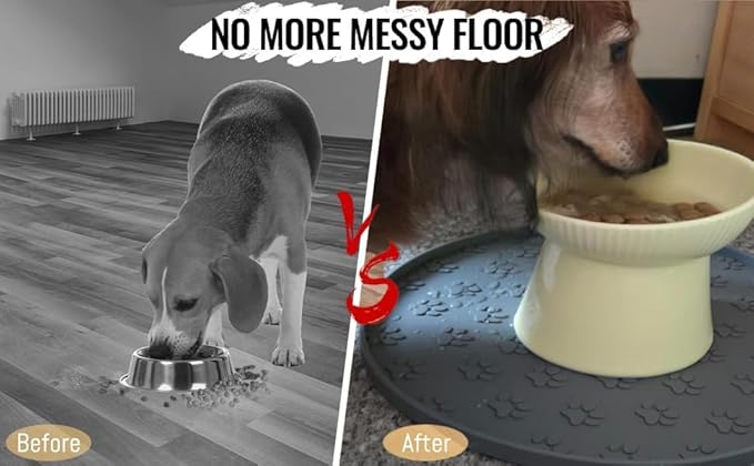 Dog Food Mat - Waterproof Silicone Cat Mat for Food and Water, Pet Food Mat with Edges for Protecting Floors(1Pack Black)