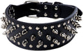 Serijoars Spiked Studded Dog Collar, PU Leather Dog Collar, Adjustable Pet Collars for Medium or Large Breed Pet (S, Black)
