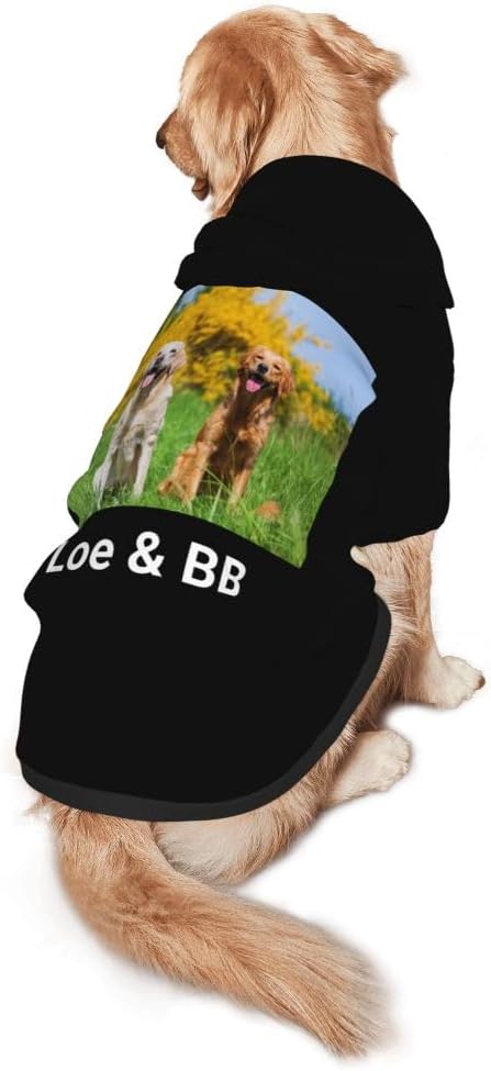 Personalized Dog Hoodie Customized with Name Photo Pet Warm Sweater Hoodie for Medium Large Dogs & Cat Puppy, HotPink, M