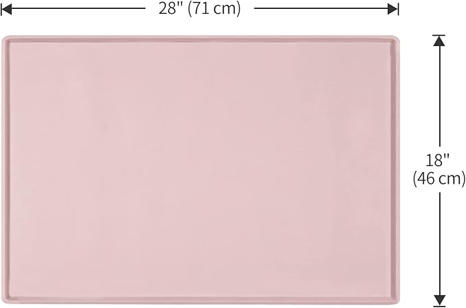 Dog Food Mat,Silicone Waterproof Food Tray,Non Slip Pet Bowl Mats Placemat,0.8" Raised Edge,Suitable for Most Small and Medium Sized Pets,28" x 18"