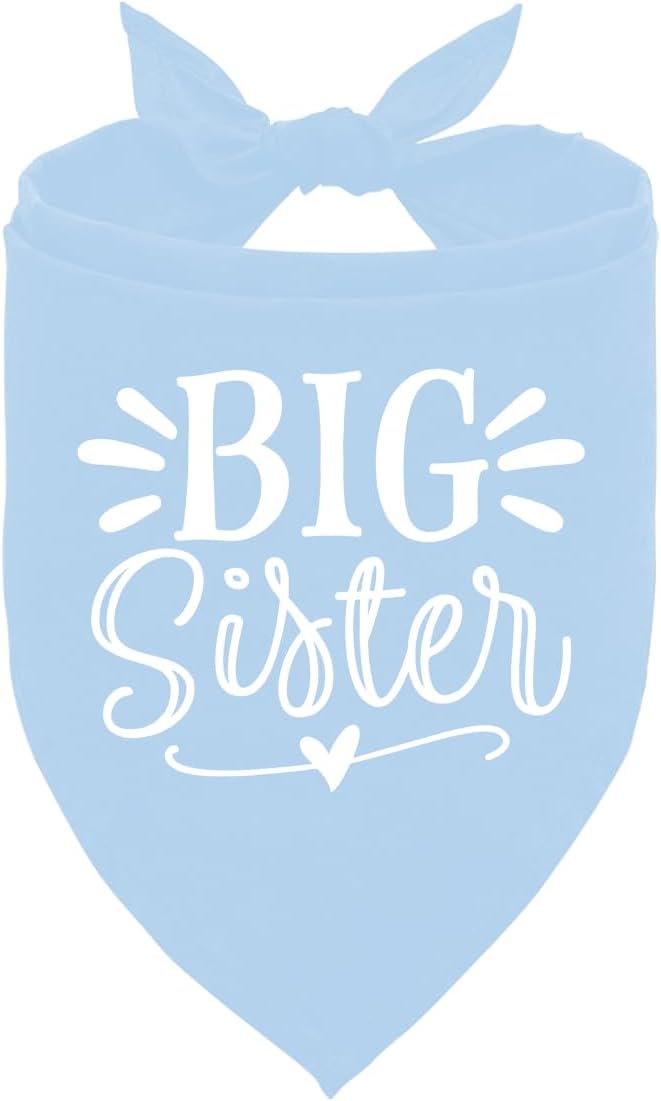 Big Sister Dog Bandanas, Light Blue Pet Scarf Accessories, Pet Triangle Scarf, Dog Bandana for Large Dogs, Baby Announcement Dogs Bandana (L)