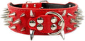 Serijoars Spiked Studded Dog Collar, PU Leather Dog Collar, Adjustable Pet Collars for Medium or Large Breed Pet (M, Red5)