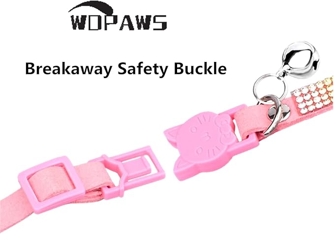 Cat Collar Breakaway Bling Diamond Rhinestone with Bell Adjustable for Cats and Kitten Girl boy (Purple)