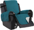 H.VERSAILTEX Reversible Quilted Recliner Covers Water Resistant Furniture Protector for Reclienr Chair with Elastic Straps for Pets Kids Sitting Width Up to 28"(Oversized Recliner, Dark Teal/Beige)