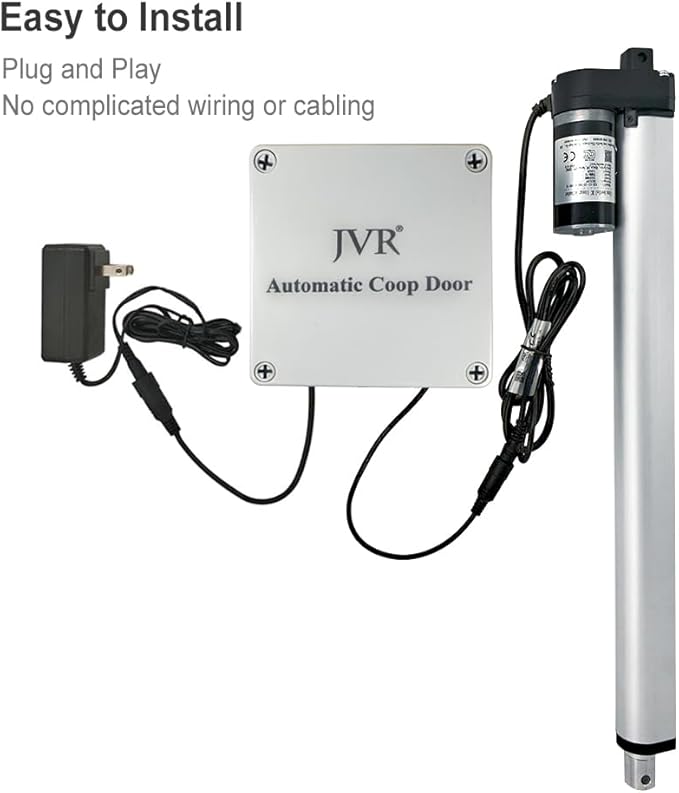 JVR Automatic Chicken Coop Smart Door Compatible with Alexa, Google Assistant, Home Assistant, Tuya - WiFi Electric Opener, Auto Sunrise/Sunset Dusk to Dawn Doors, Anti-Pinch Auto Reopen & Stop