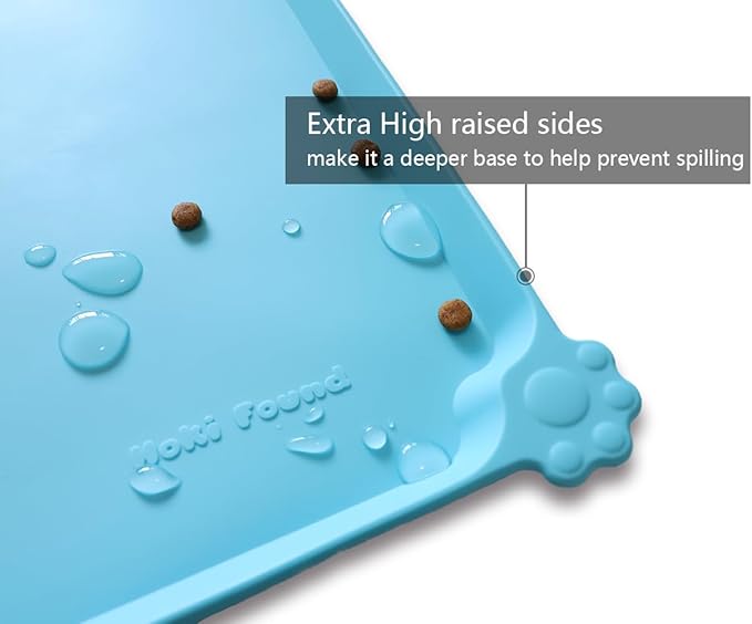 Hoki Found - Waterproof Pet Feeding Mats with High Lips, Multiple Size and Colors -A