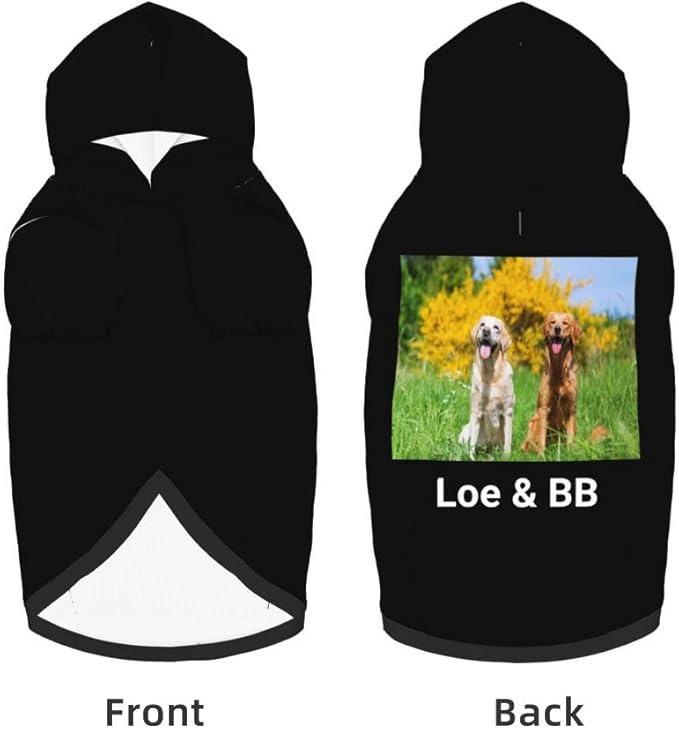 Personalized Dog Hoodie Customized with Name Photo Pet Warm Sweater Hoodie for Medium Large Dogs & Cat Puppy, OliveDrab, XXL
