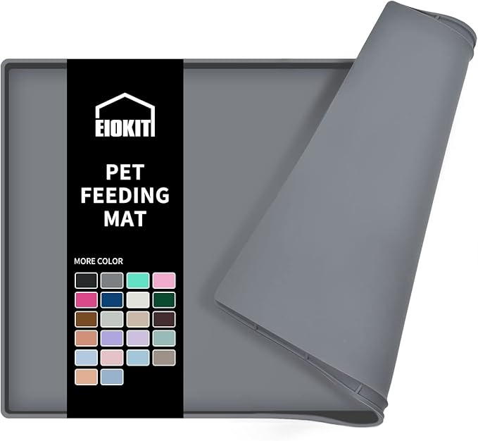 Dog Food Mat,Silicone Waterproof Food Tray,Non Slip Pet Bowl Mats Placemat,1" Raised Edge,Suitable for Most Small and Medium Sized Pets,32" x 24"