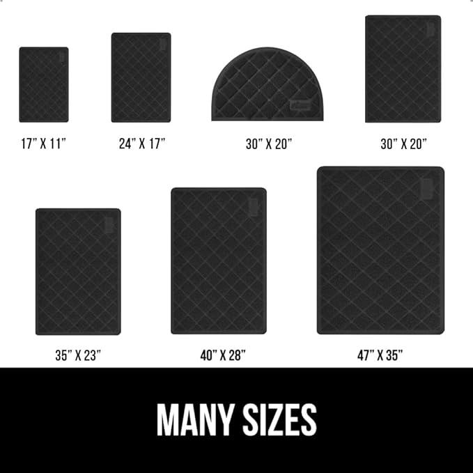 GORILLA GRIP Cat Litter Box Mat, 47x35, Water Resistant, US Designed Kitty Litter Trapping Mats, Easy to Clean, Scatter Control, Less Mess and Clean Floors, Kitten Supplies for Indoor Cats, Black