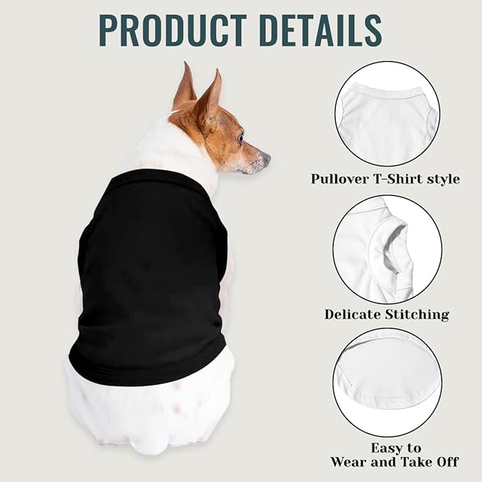 Custom Dog Shirt with Photo Name Logo Personalized Summer Breathable Cloth for Small Medium Large Pet Dogs Puppy Cats, 1 PC Blank Black, XXL