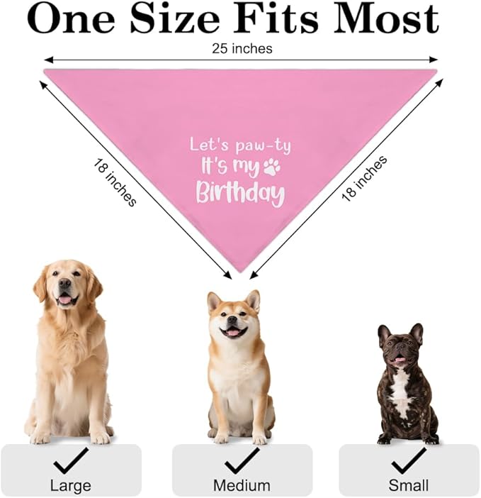 Let's Pawty It's My Birthday Dog Bandana, Happy Birthday Girl Dog Bandana, Pet Scarf Accessories for Dog's Party Dogs Lovers Gifts, Party Pet Photo Prop Accessories for Dogs Lovers