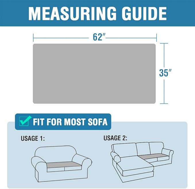 H.VERSAILTEX Plush Chenille Dog Bed Cover Thick Soft Sofa Covers Loveseat Cover for 2 Cushion Couch Anti Slip Couch Cover Furniture Protector for Dog, Pet, Cat (35" x 62", Sage)