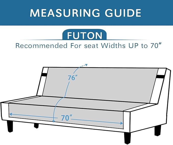 H.VERSAILTEX Futon Cover Reversible Sofa Slipcover Furniture Protector Water Resistant 2 Inch Wide Elastic Straps Sofa Bed Pets Kids Dog Cat Fit Sitting Width Up to 70"(Futon, Cameo Blue/Beige)