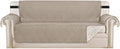H.VERSAILTEX Reversible Sofa Slipcover Furniture Protector Water Resistant 2 Inch Wide Elastic Straps Sofa Cover Couch Covers Pets Kids Fit Sitting Width Up to 66" (Sofa: 75" x 110", Khaki/Beige)